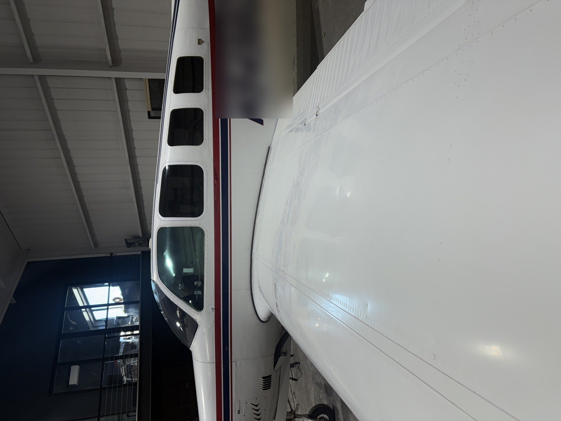 General aviation aircraft detail in hangar near Lubbock TX