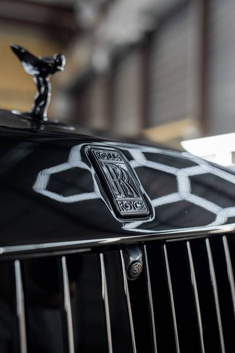 Rolls-Royce grille, badge, and Spirit of Ecstasy after detailing